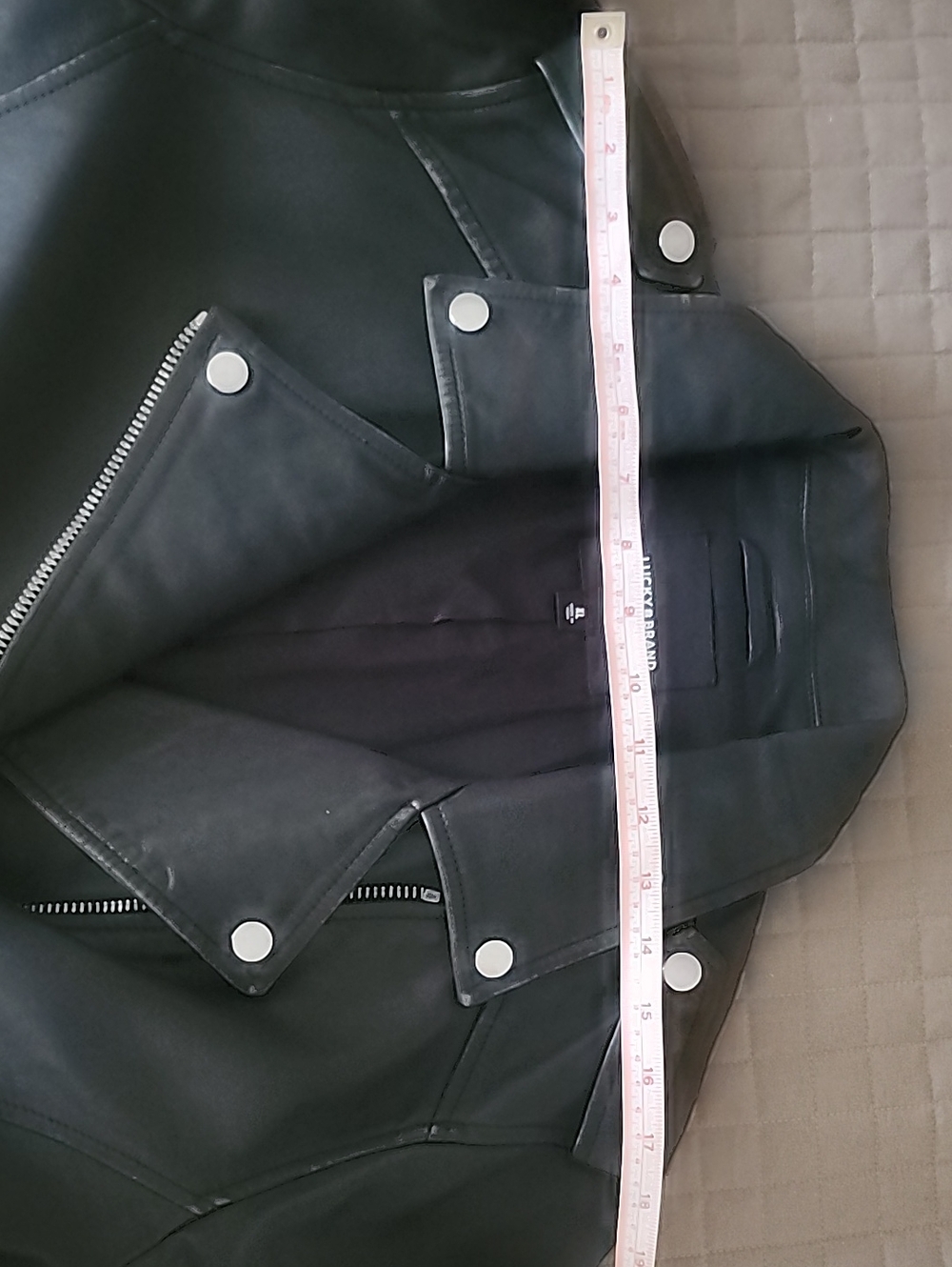Lucky Brand Genuine Black Leather Asymmetrical Moto Jacket - Picture 10 of 12
